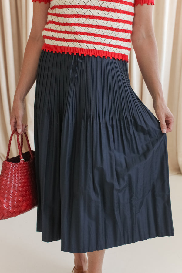 Navy Pleat Skirt