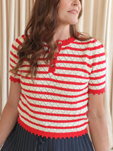 Parker Stripe Knit Top - Red
