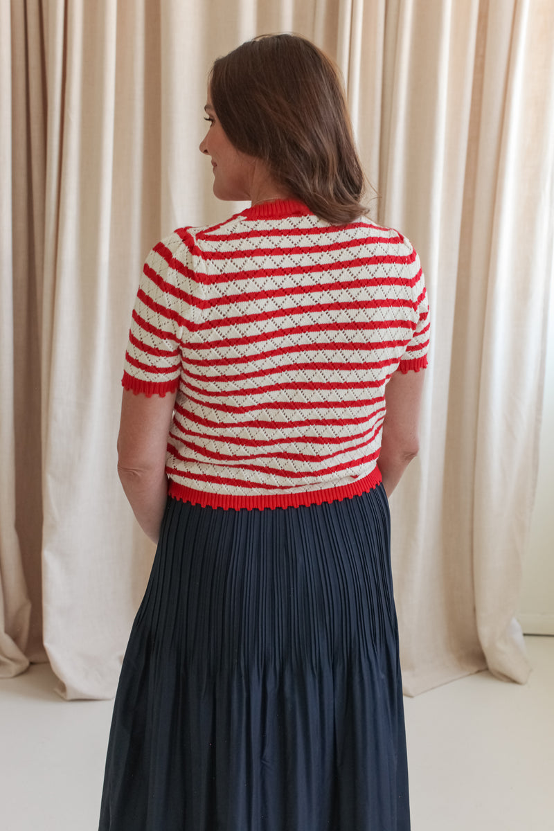 Parker Stripe Knit Top - Red