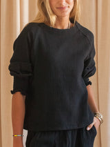 Zoe Peasant Blouse- Black