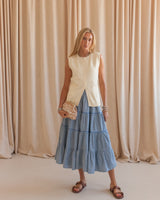 Gingham Tiered Midi Skirt