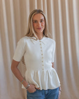 Quinn Peplum Top- White