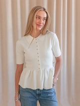 Quinn Peplum Top- White