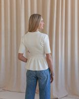 Quinn Peplum Top- White