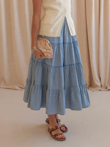 Gingham Tiered Midi Skirt