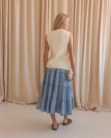 Gingham Tiered Midi Skirt