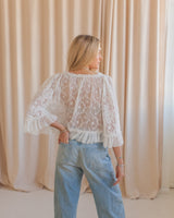 Lace Cape Blouse - White