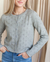 Mila Pointelle Cardigan- Grey