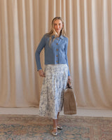 Tia Collared Cardigan- Blue