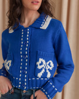 Contrast Bow Cardigan