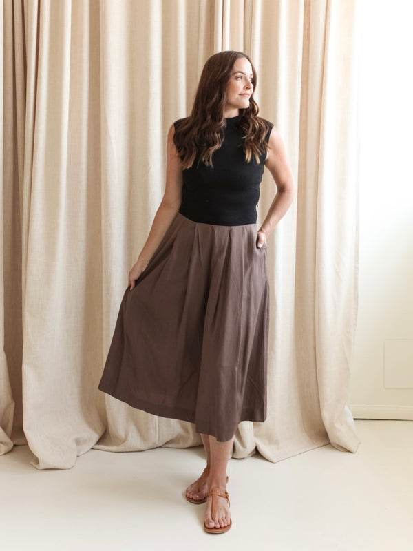 Bridget Contrast Dress- Brown/Black