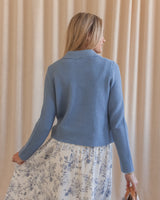 Tia Collared Cardigan- Blue