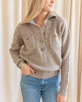 Tori Half Button Knit Pullover