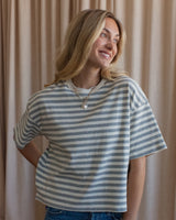 Jessie Striped Tee - Heather Grey