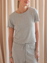 Grey Pointelle Tee