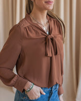 Remi Bow Blouse- Brown