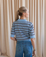 Ayla Striped Polo- Blue
