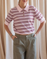 Ayla Striped Polo- Pink