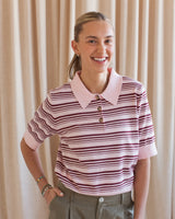 Ayla Striped Polo- Pink