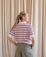 Ayla Striped Polo- Pink