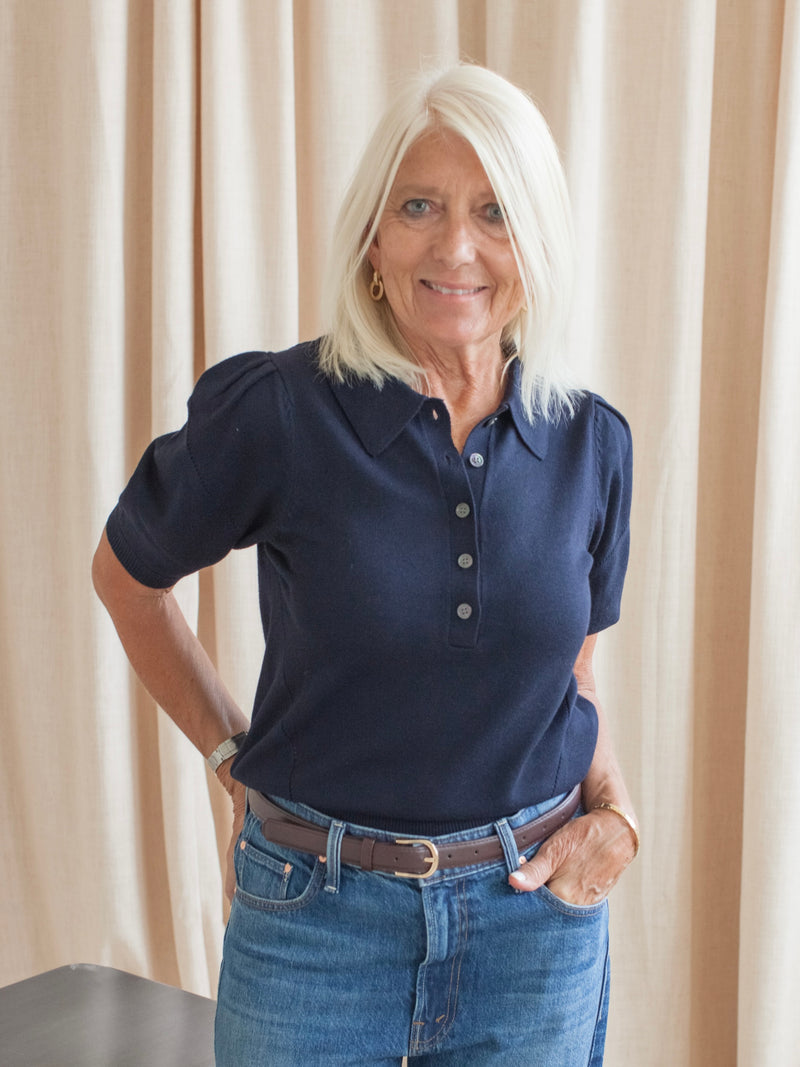 Alice Knit Polo- Navy