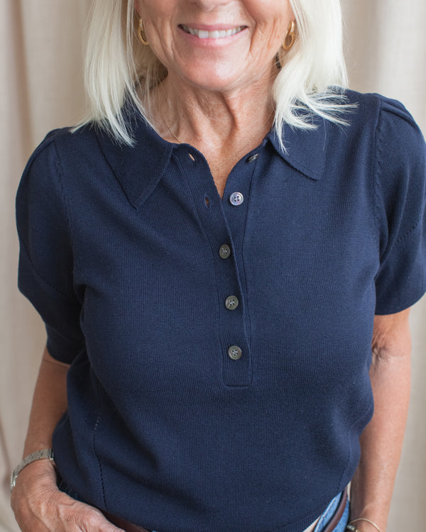 Alice Knit Polo- Navy