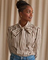 Mabel Bow Blouse - Brown