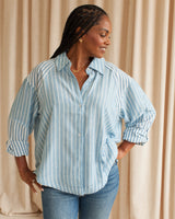 Cameron Striped Button Up- Sky