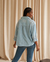 Cameron Striped Button Up- Sky