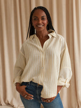Cameron Striped Button Up- Butter