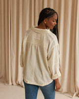 Cameron Striped Button Up- Butter