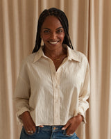 Wren Striped Button Down- Beige
