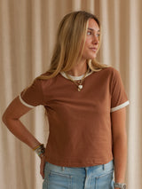 Charlie Contrast Tee - Cocoa