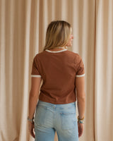 Charlie Contrast Tee - Cocoa