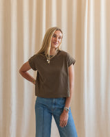 Ava Cuffed Tee- Olive