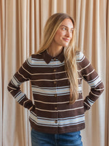 Parker Polo Cardigan- Chocolate
