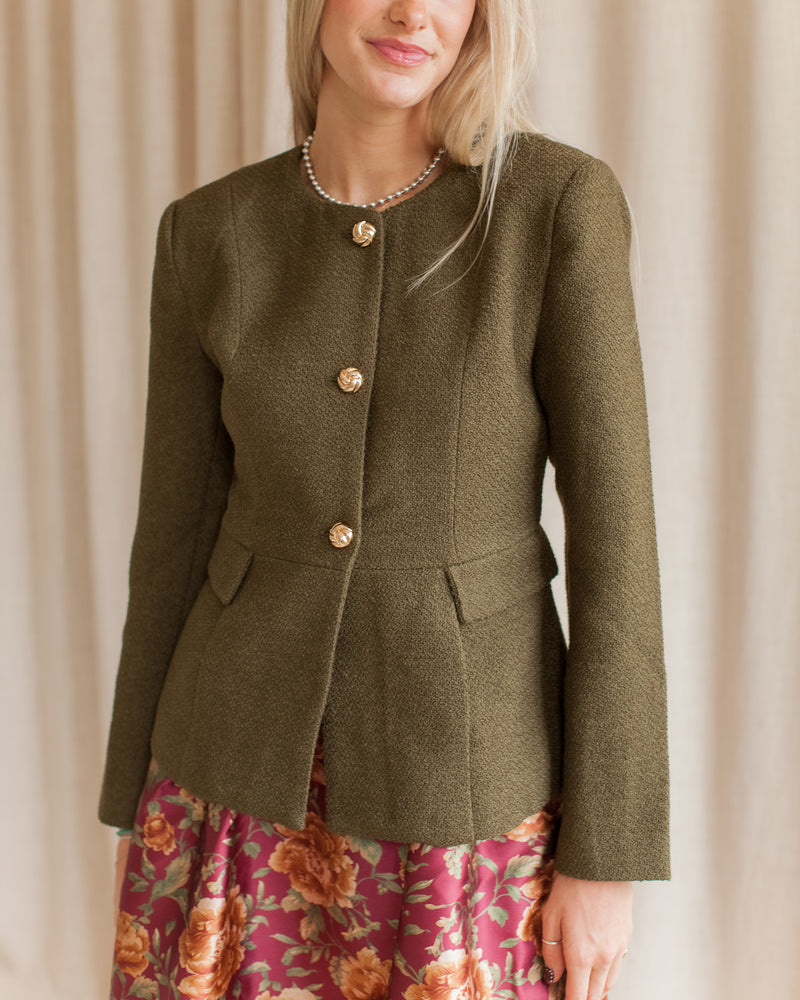 Sloane Tweed Blazer - Olive