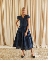 Lucille Eyelet Maxi Dress - Navy