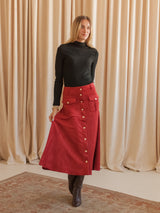 Berry Faux Suede Skirt