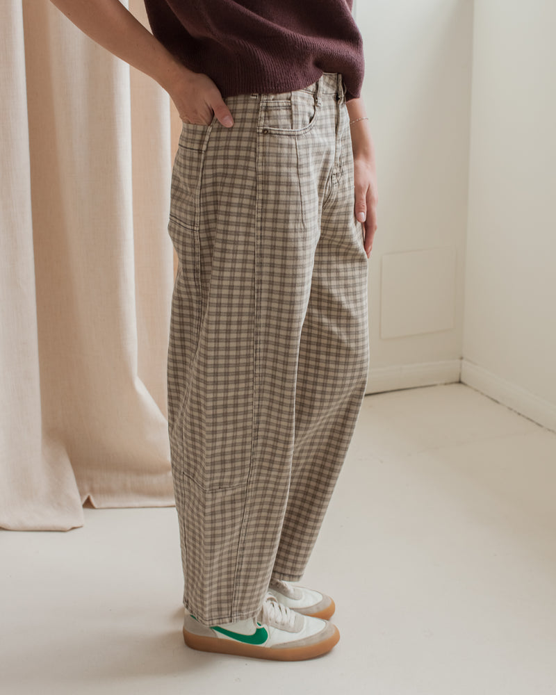 Checked Barrel Pants