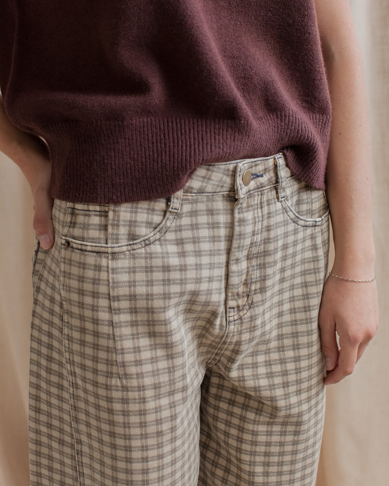 Checked Barrel Pants