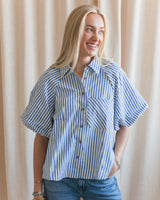 Sophie Pinstripe Blouse - Blue