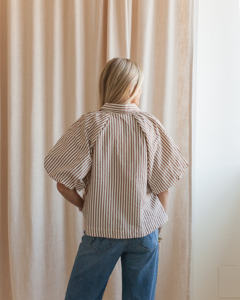 Sophie Pinstripe Blouse - Brown