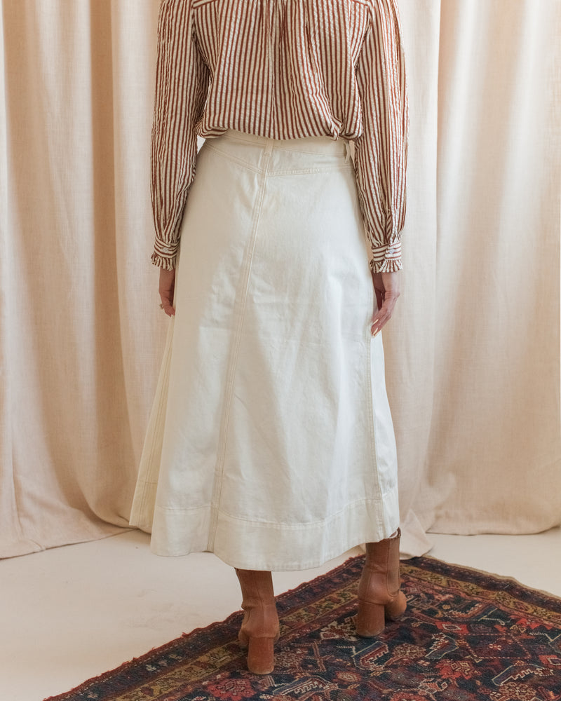 Ivory Pleated Midi Skirt