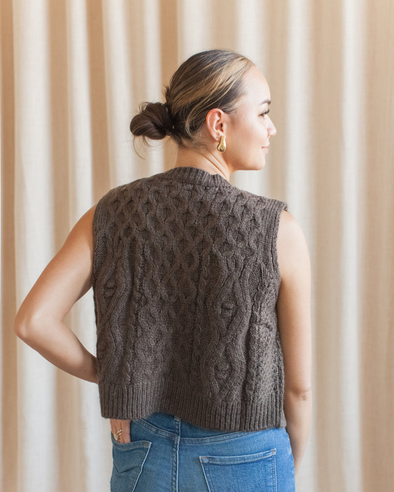 Lucy Cable Knit Vest - Charcoal