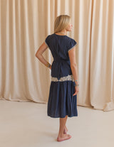 Navy Tiered Midi Dress