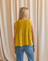 Doris Pleat Blouse- Chartreuse