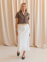 Coastal Belted Midi Skirt