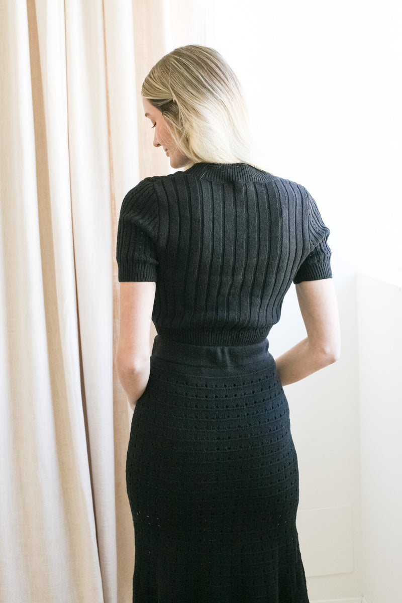 Pointelle Knit Set - Black