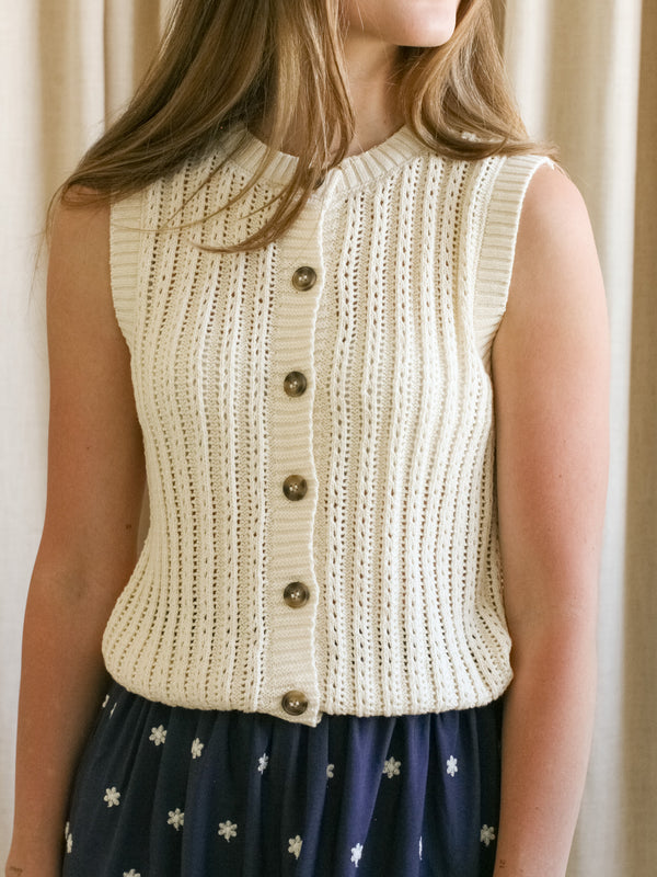 Randi Sleeveless Knit Top- Cream